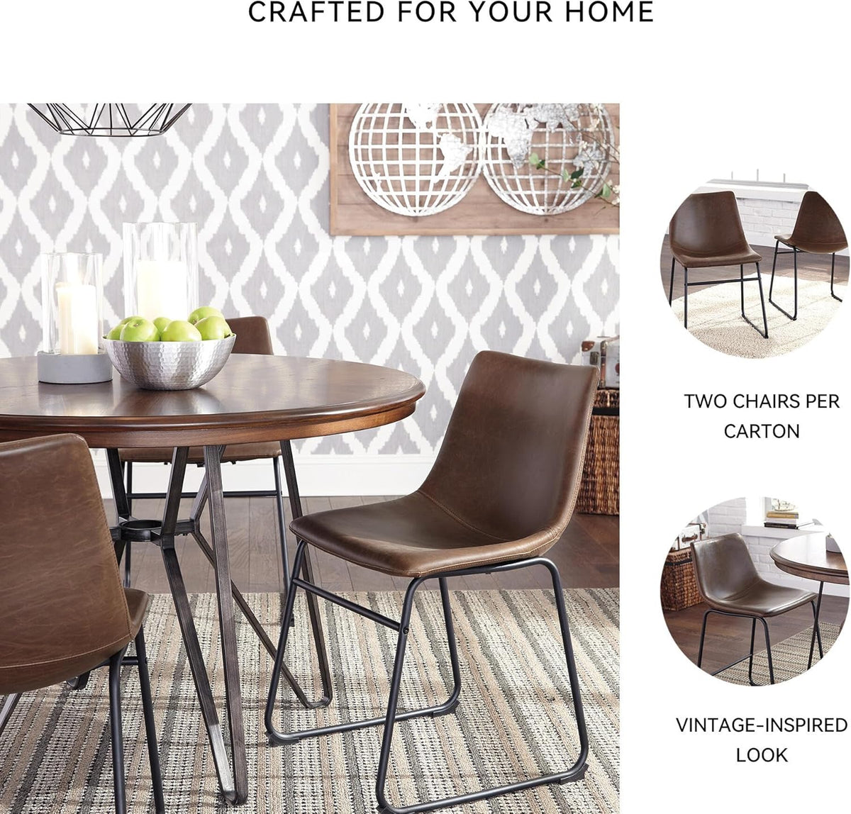 Centiar Mid-Century Dining Chair Set of 2, Brown