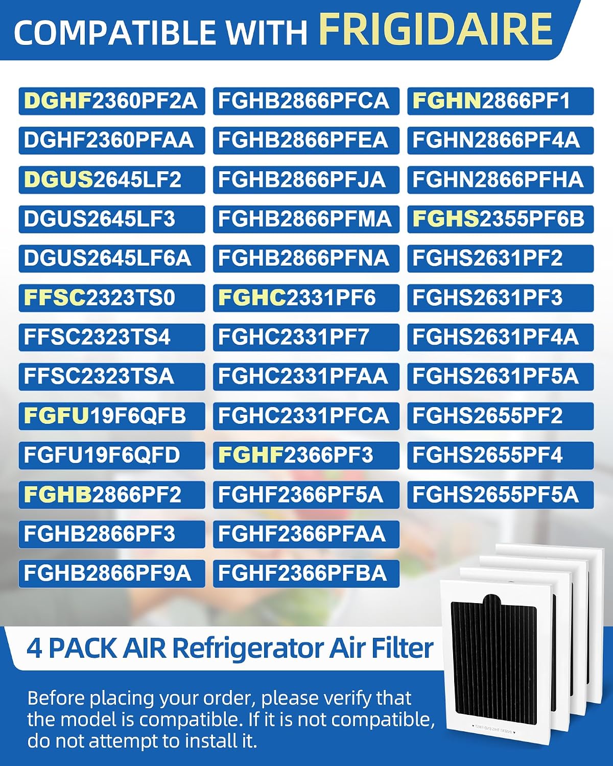 FGHS2631PF4A FGHC2331PFAA Air Filter Fit for Frigidaire Refrigerator