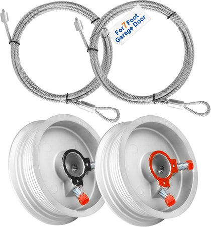 Garage Door Cables and Drums for 7 Ft Door, 8 Ft 6 Inch Long Cable Replacement for Torsion Springs, Garage Door