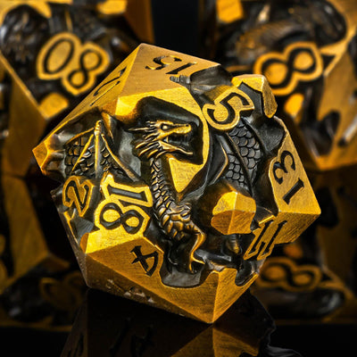 Relief Dragon Dice Set Role Playing Game, 7Pcs Metal Dice Set Dungeon Dragon with Gift Box, Polyhedral D and