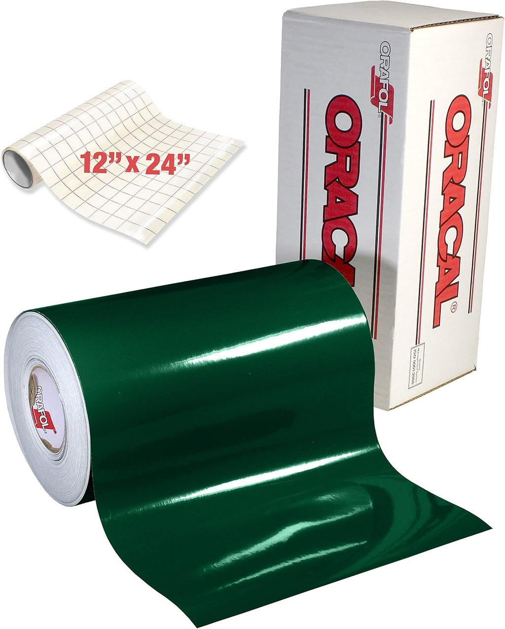651 Gloss Dark Green Adhesive Craft Vinyl for Cameo, Cricut & Silhouette Including Roll of Clear Transfer Paper (6ft