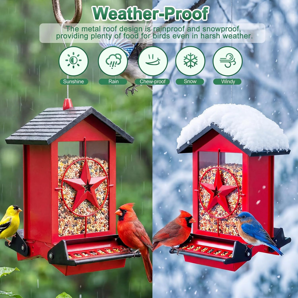 Squirrel Proof Bird Feeder for Outdoor, 5 LB Metal, Weight-Activated