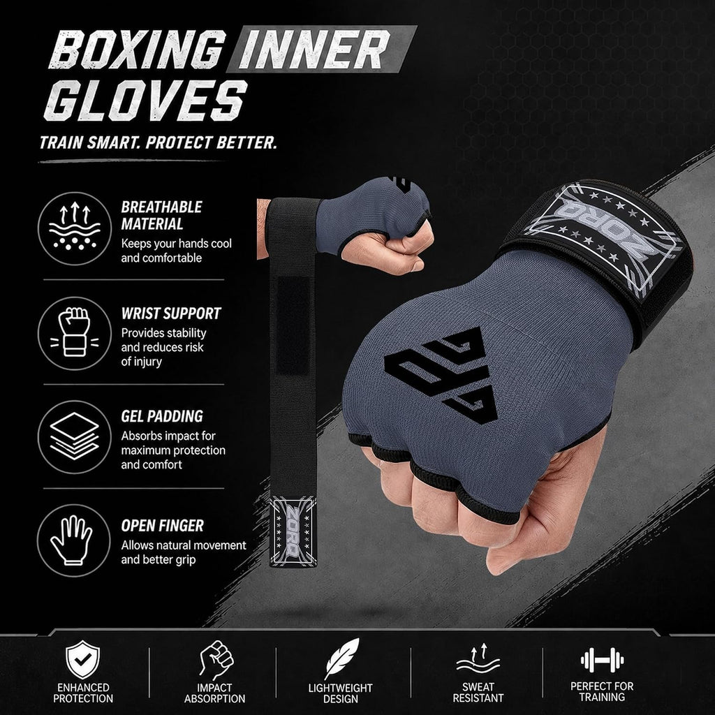 Gel Hand Wraps for Boxing Gloves - Quick Wrap Inner Gloves with Knuckle Protection for Men & Women, Easy Boxing Wraps