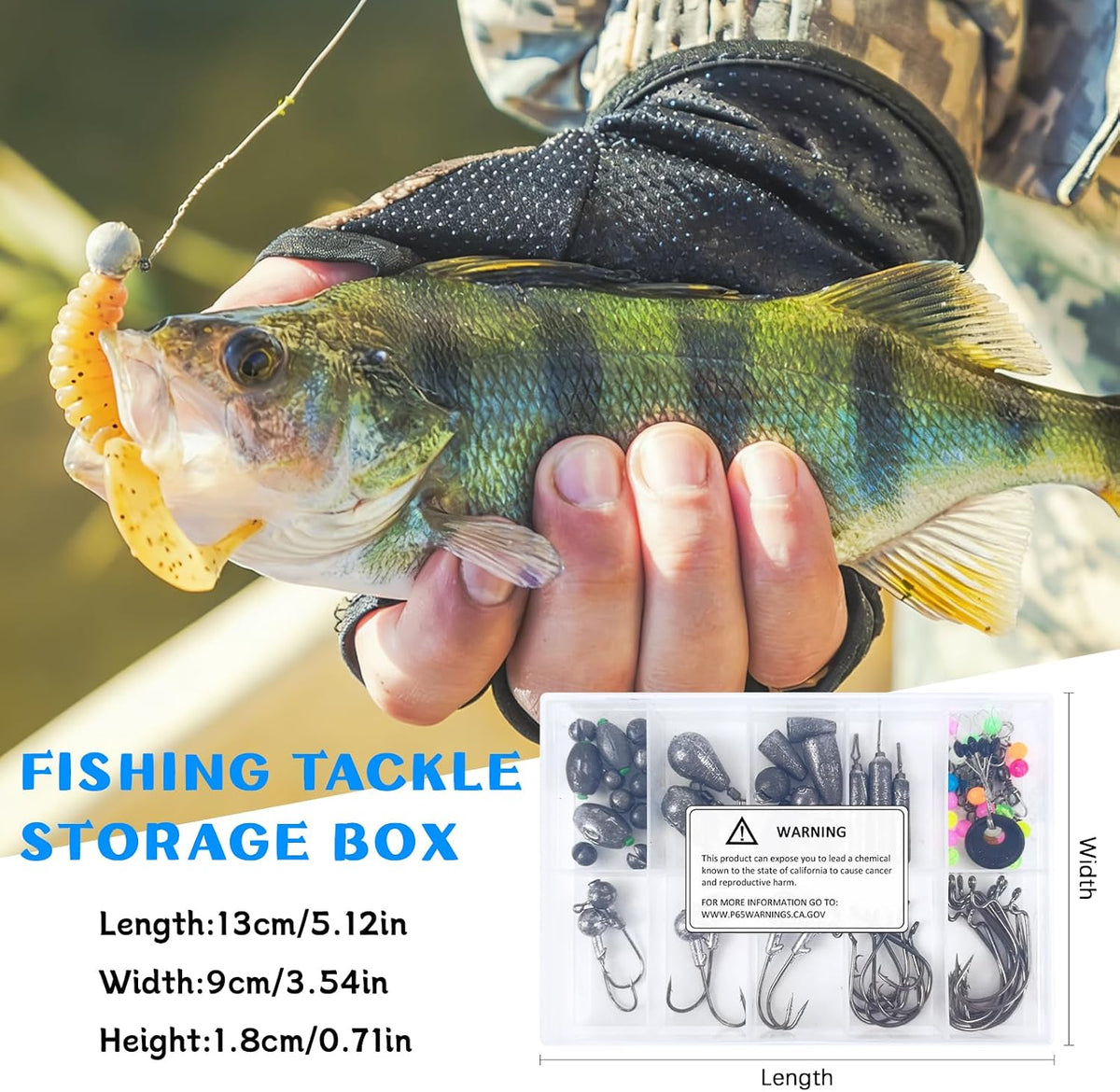Fishing Accessories Kit Organized Fishing Tackle Box | Included Hooks, Sinkers Weights, Rubber Bobber, Jigs, Beads