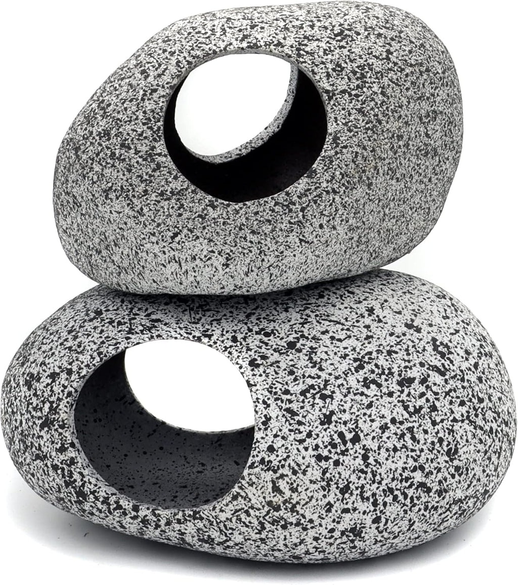 Aquarium Decorations Rock,Stackable Fish Tank Decor Cave, Ceramic Shelters | Shrimp Habitat, Breeding Tube, Hiding