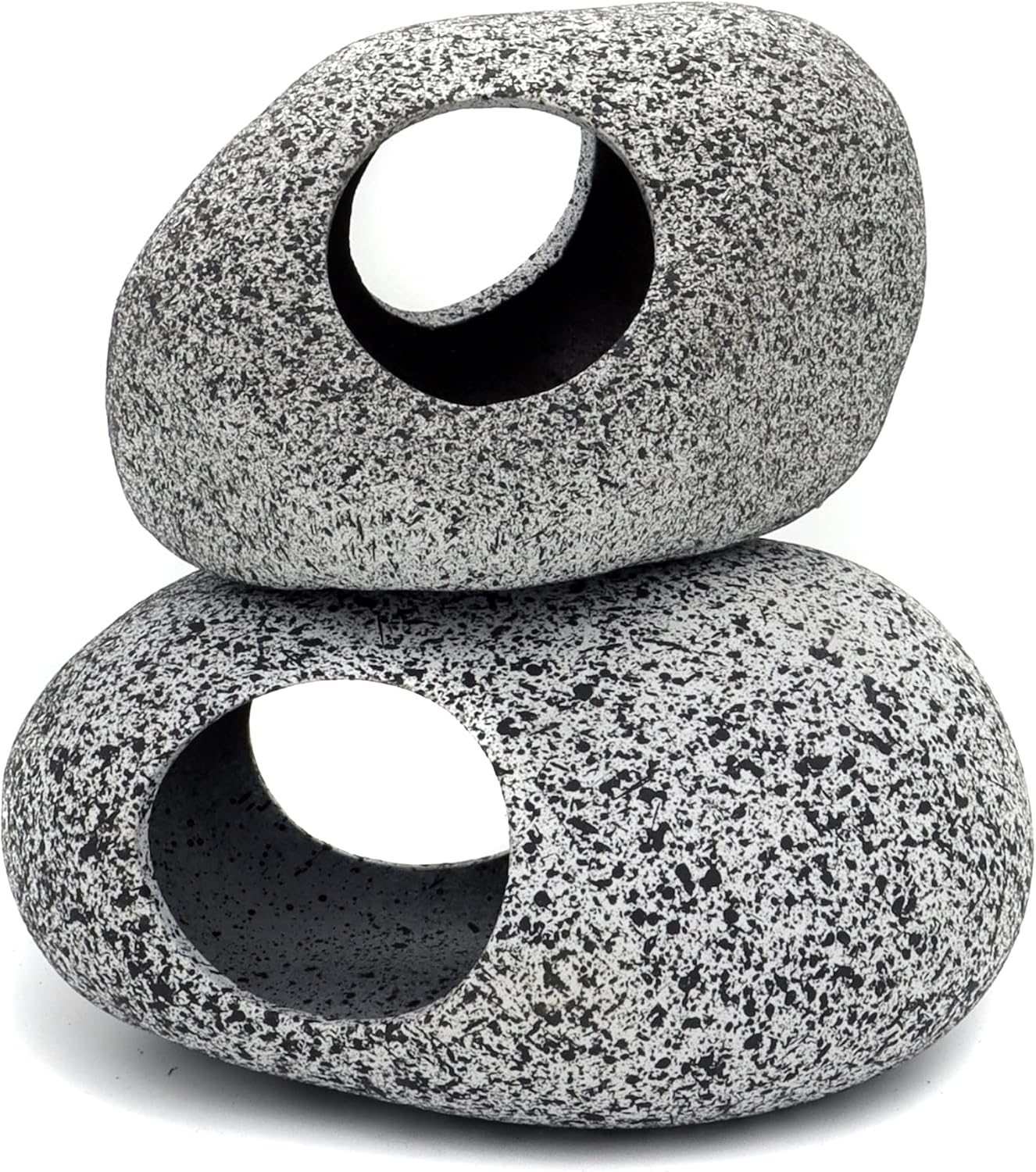 Aquarium Decorations Rock,Stackable Fish Tank Decor Cave, Ceramic Shelters | Shrimp Habitat, Breeding Tube, Hiding