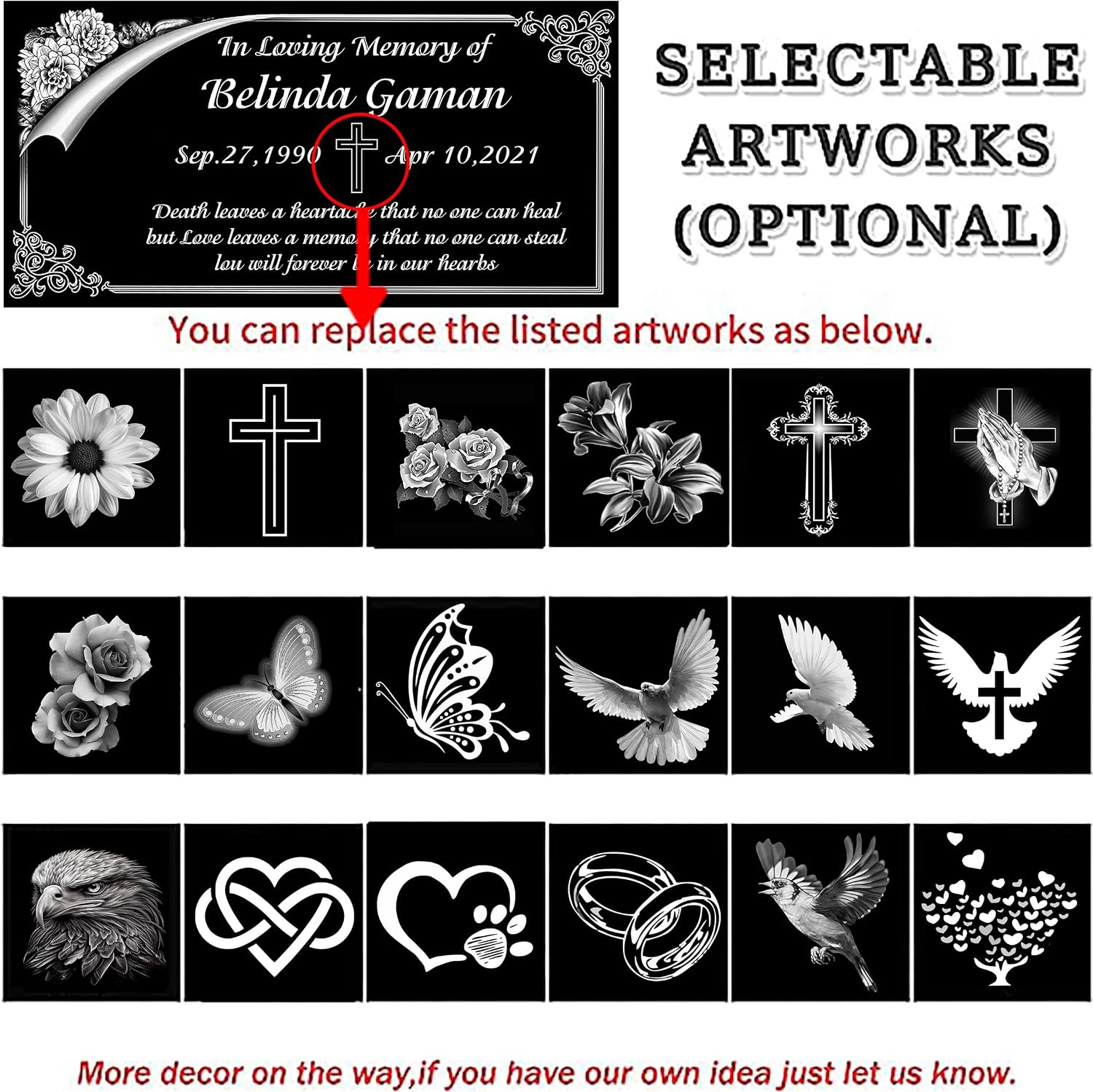 Tombstone Headstone Personalized Grave Decorations for Cemetery Garden - Memorial Stones Plaques for Graves Markers