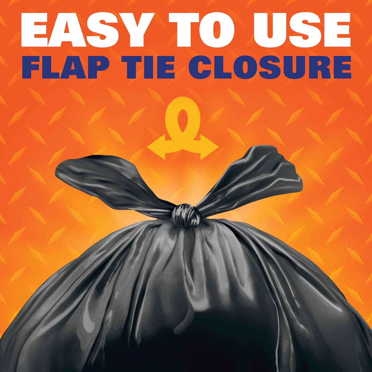 Easyflaps Multipurpose 30 Gallon Large Trash Bags, Black, 40ct | 30G Black Garage Trash Bags, Simple Flap Tie