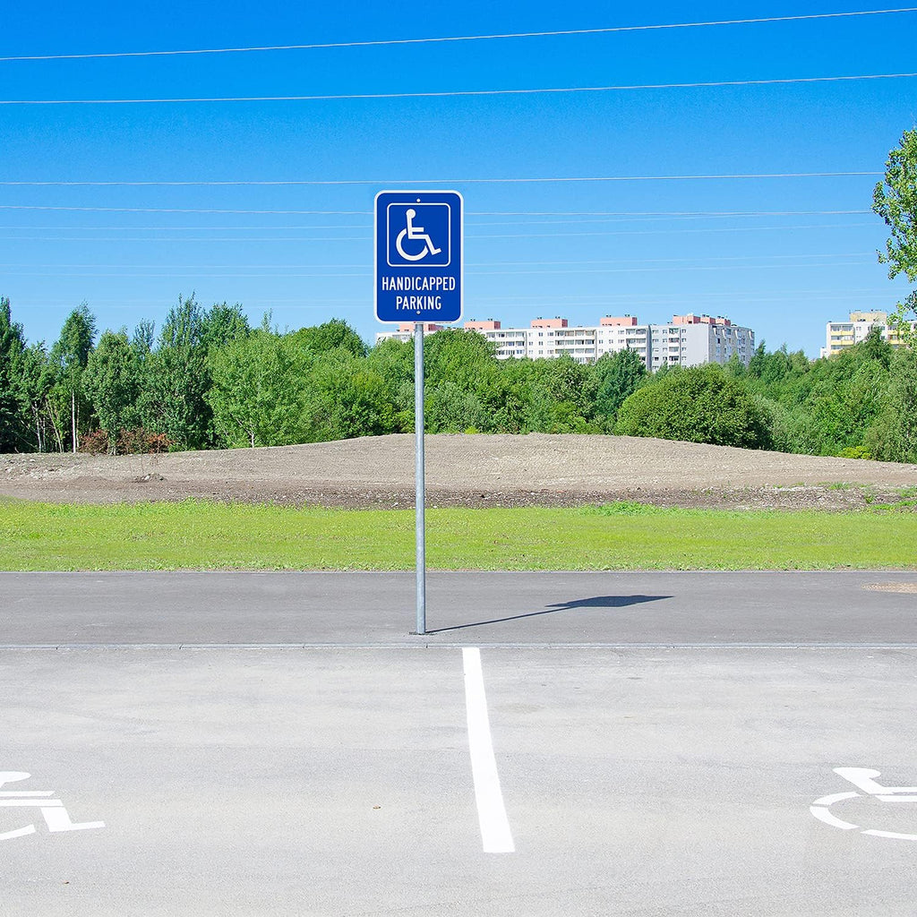 Handicapped Parking Sign, 12 x 18 Inches 3M Engineer Grade Reflective Aluminum, Pre-Drilled Holes, USA Made