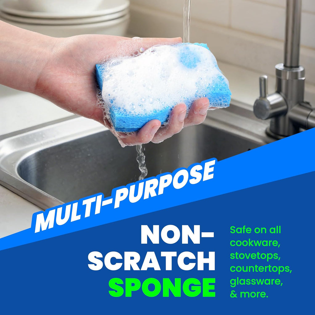 30 Pack Sponges for Kitchen and Household Use, Blue Dish Sponge, Kitchen Sponges, Non-Scratch Cleaning Sponges for