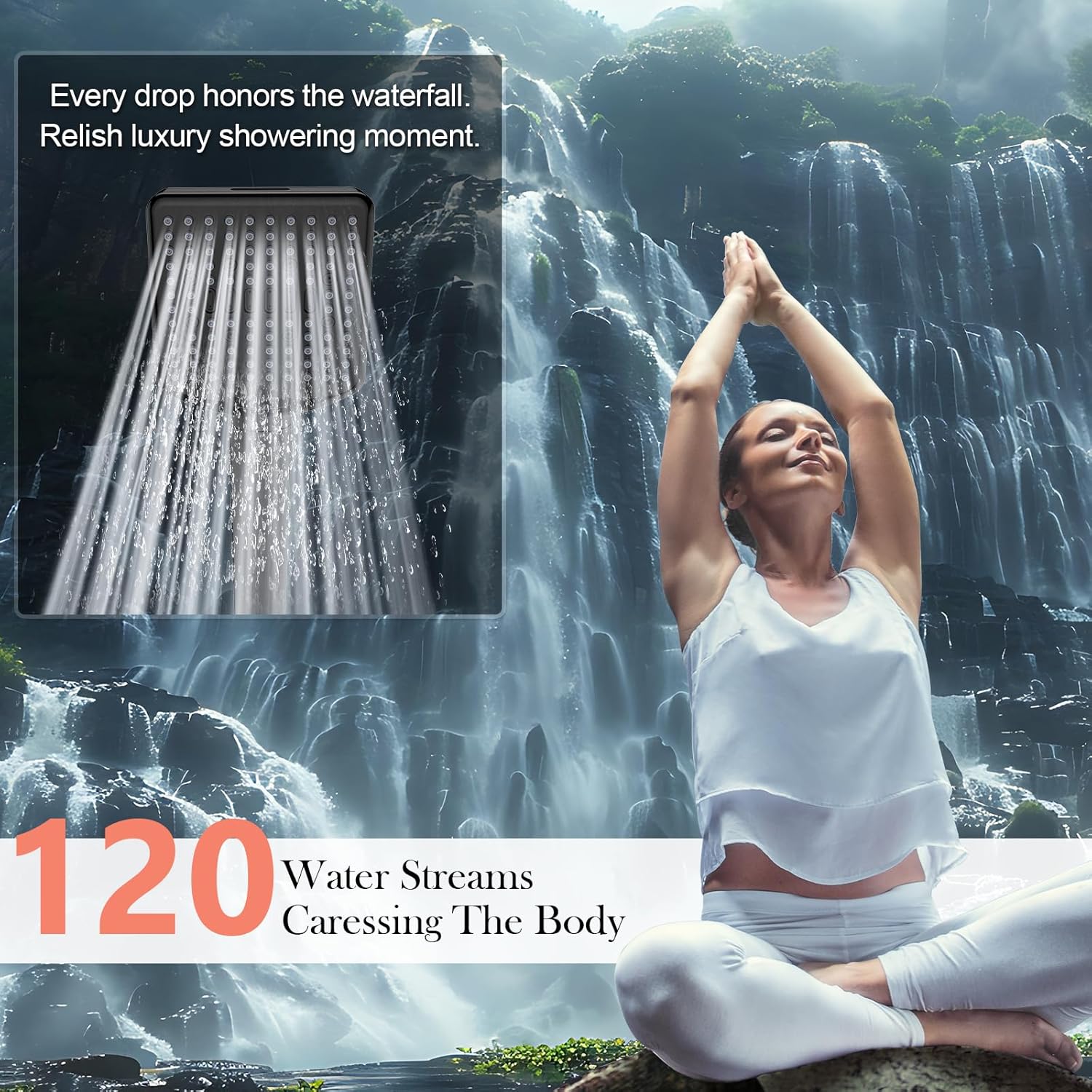 Filtered Shower Head with Handheld Matte Black - High Pressure 6 Modes, 120 Anti-clog Nozzles, Detachable Showerhead