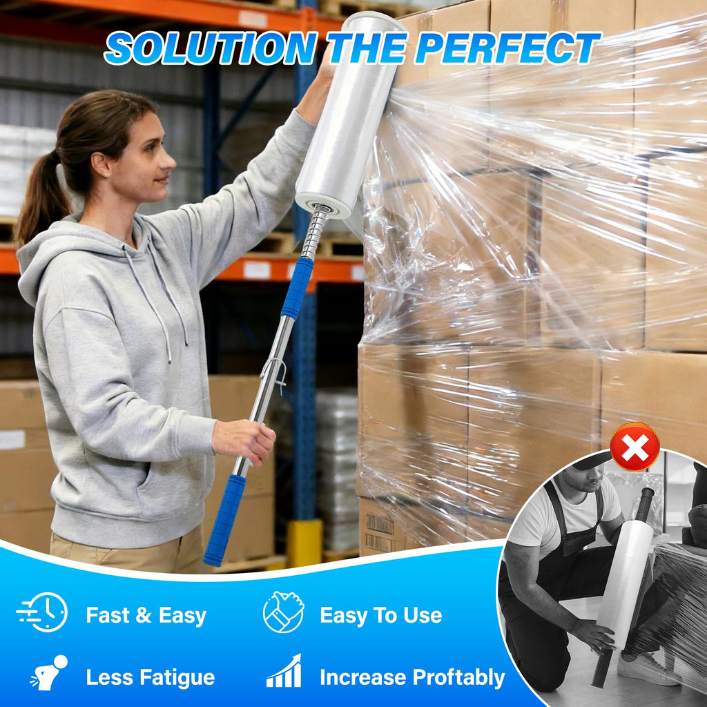 2-Pack 48 Inch Long Handle Stretch Wrap Dispenser Tool