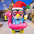 Inflatable Penguin Christmas Yard Decorations 5FT Outdoor Cute Blow up Xmas Decoration with Built-in LED Lights for