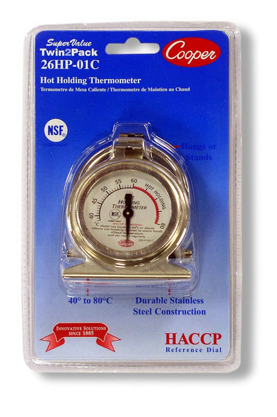 Cooper-Atkins 26HP-01C-2 Bi-Metals Stainless Steel HACCP Dial Hot Holding Thermometer, 40 to 80 Degrees C Temperature Range (Pack of 2)