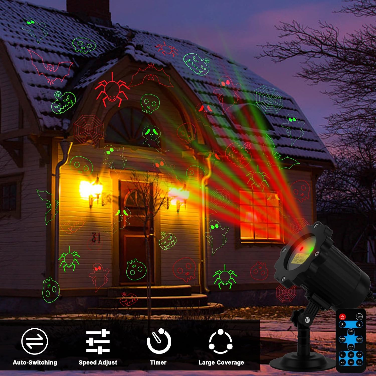 Halloween Projector Lights Outdoor, Waterproof Halloween Laser Projector Lights with Remote, Halloween Spotlight