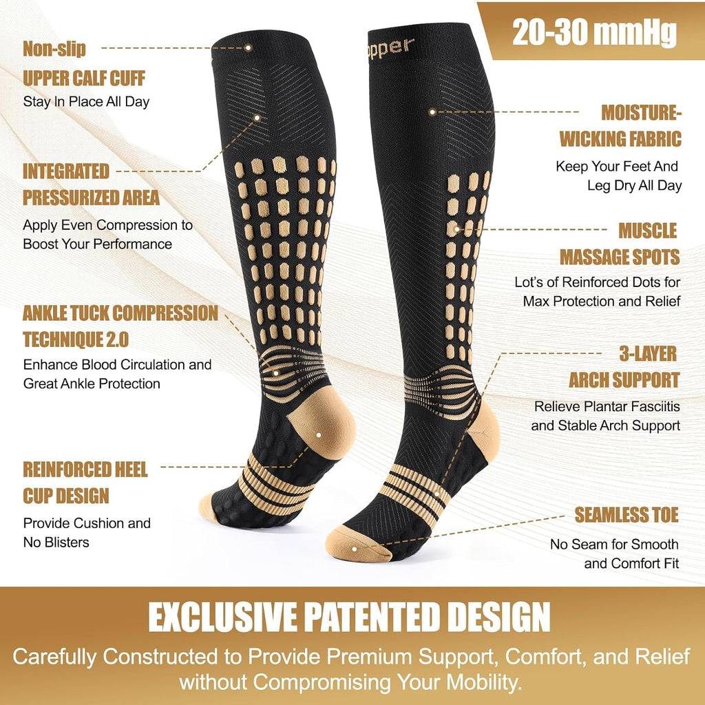 Professional Compression Socks for Women Men Circulation, 20-30 mmHg