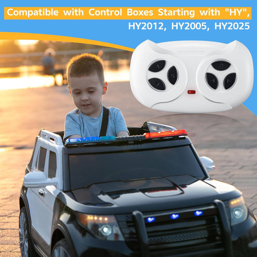 2.4G Remote Control for Kids Electric Car, White Remote Control for 12V Electric Ride On Car/Truck/Toddler Cars