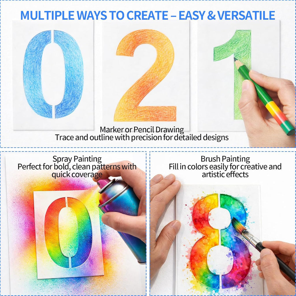 4 Inch Number Stencils Set for Painting, Spray Paint Stencil, Large Digital Templates, Curb Number Painting Kit for