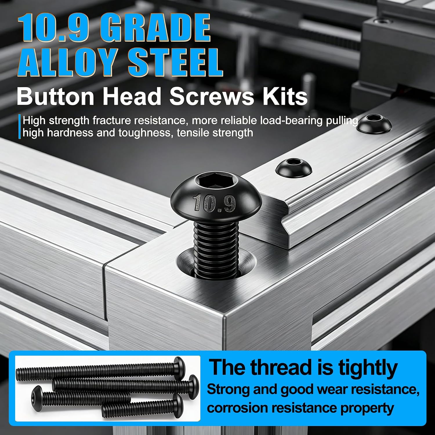 /3038PCS Metric Screw Assortment M2 M3 M4 M5 M6 M8 Machine Screws(4mm-45mm long) Grade 10.9 Button Head Hex Socket