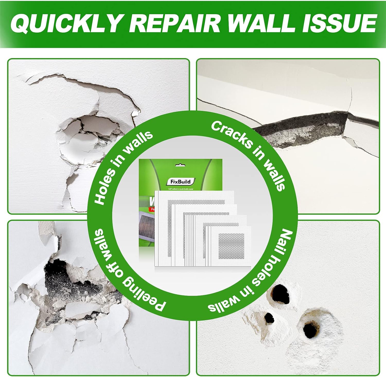 Drywall Repair Kit, 13 Piece Aluminum Wall Repair Patch Kit, 2/4/6/8 inch Aluminum Drywall Patch, Quick Fix Plaster