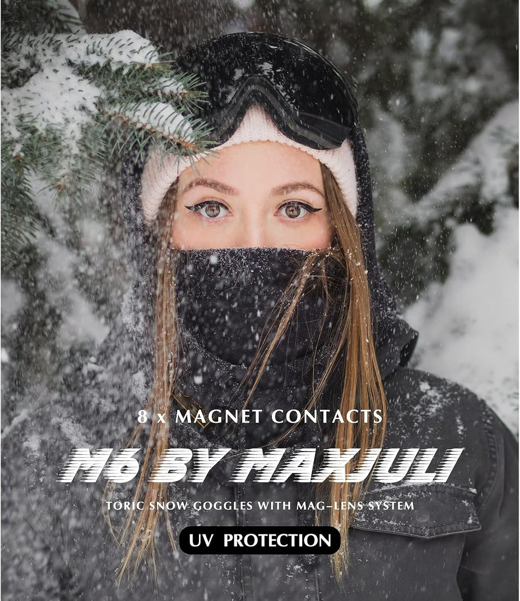 Ski Goggles Men Women,OTG Snow Goggles with Magnetic Interchangeable Anti-Fog HD Lens UV Protection M6