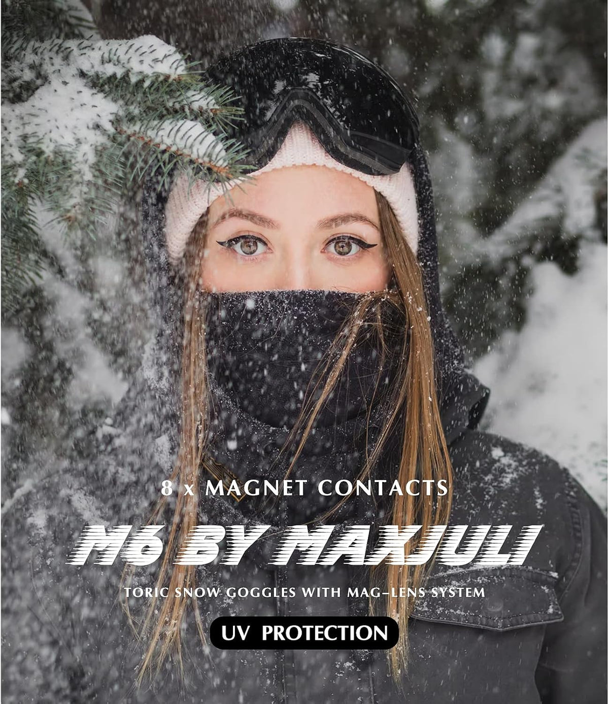 Ski Goggles Men Women,OTG Snow Goggles with Magnetic Interchangeable Anti-Fog HD Lens UV Protection M6