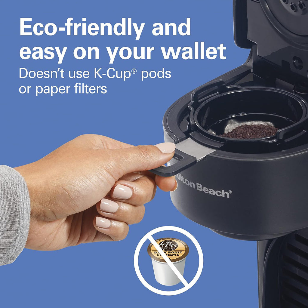 The Scoop Single Serve Coffee Maker & Fast Grounds Brewer for 8-14oz. Cups, Brews in Minutes, Black (47620), Next Gen