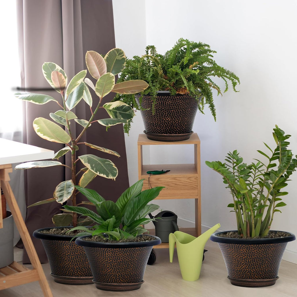 12 Inch Pots for Plants,4 Pack Large Flower Pots with Drainage Hole & Saucer,Modern Planters for Indoor Outdoor