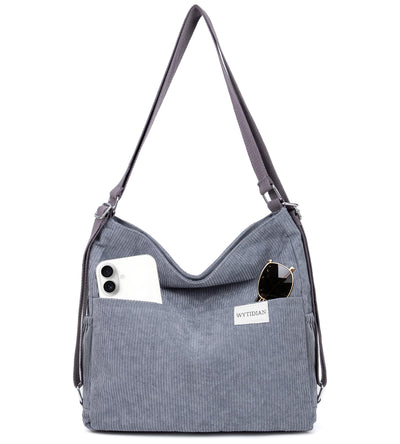 Corduroy Tote Backpack Crossbody Bag for Women