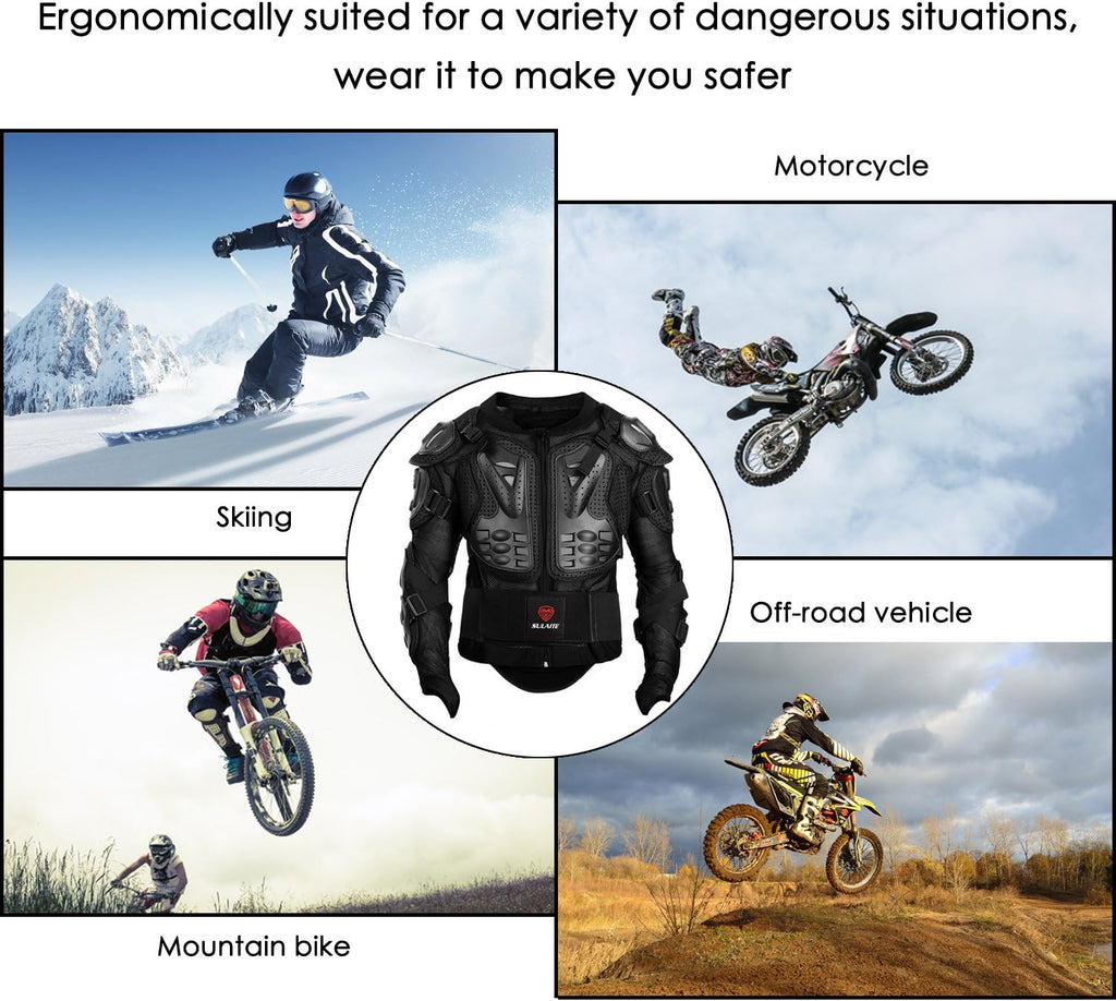 Motorcycle Armor Jacket Full Body Armor Men XL | PE Hard Shell,1.5cm EVA Foam,Chest/Back/Shoulder/Elbow