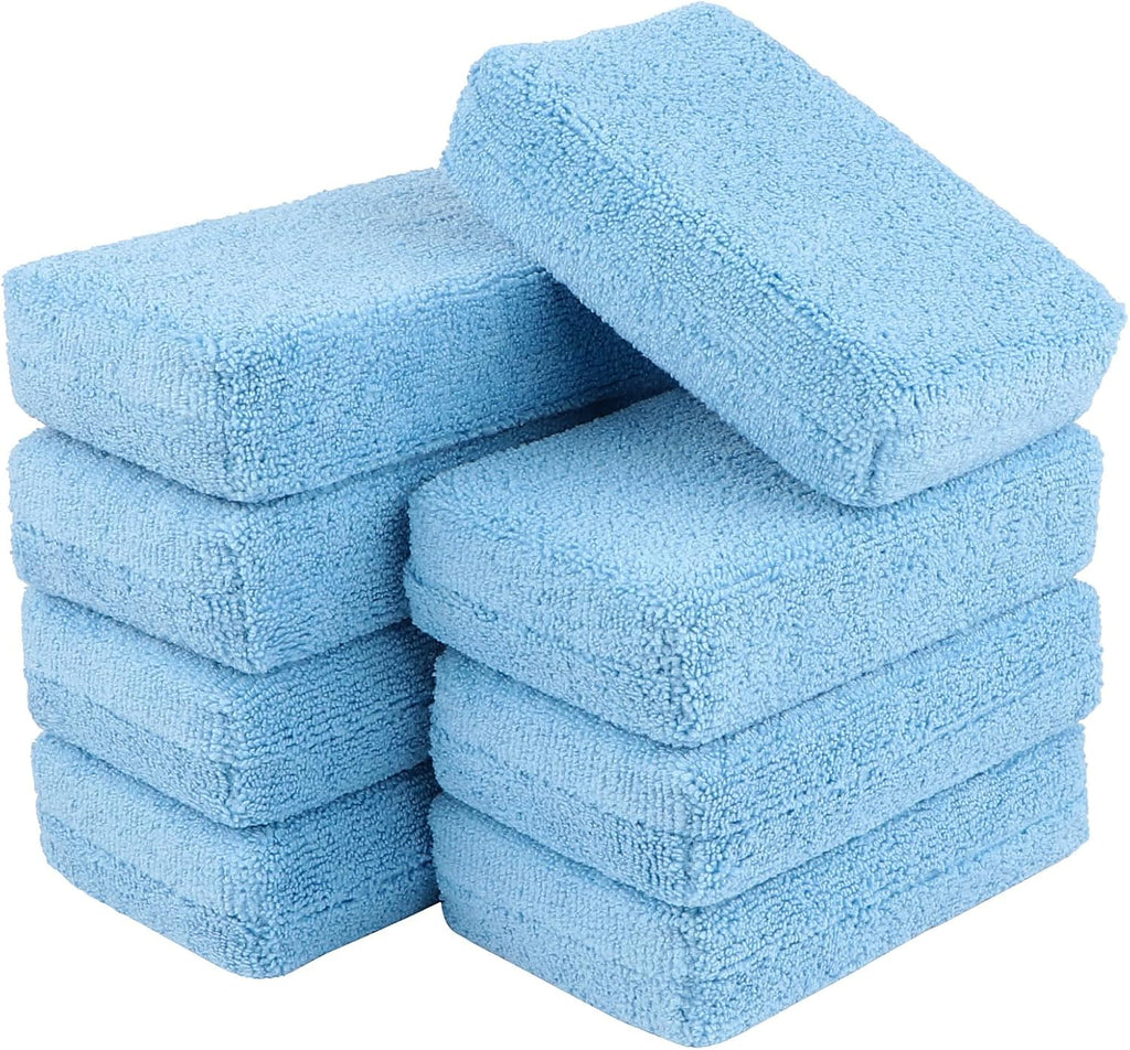 Microfiber Applicator Pad-8 Pack, Car Wash Sponge, Blue | Car Sponge and Cleaning Pads, Perfect for Effortless Wax