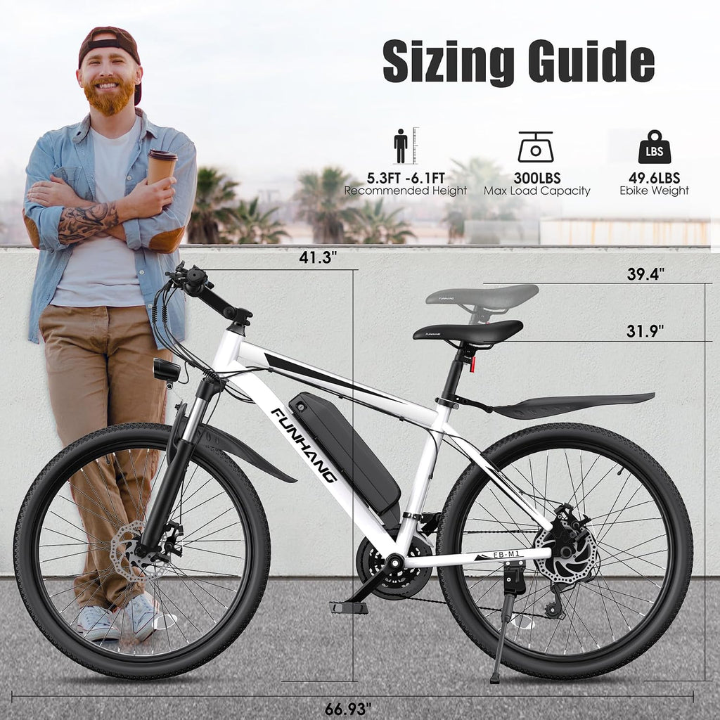 Electric Bike for Adults, 1000W Peak Ebike, 50Miles Electric Mountain Bike, 26" Adult Electric Bicycle with 48V