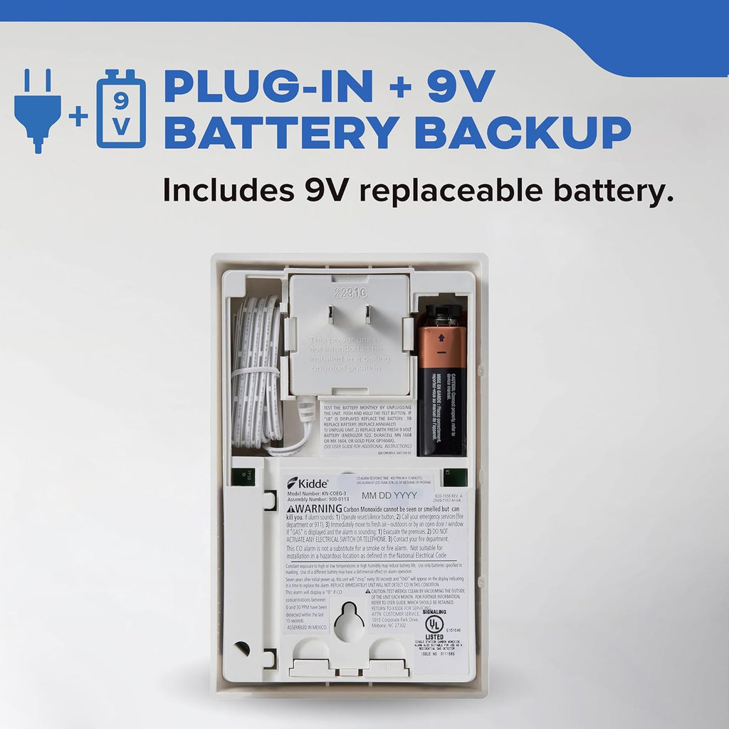 Carbon Monoxide + Explosive Gas, Natural Gas & Propane Alarm, Plug-in with 9V Battery Backup, Digital Display, 85 dB