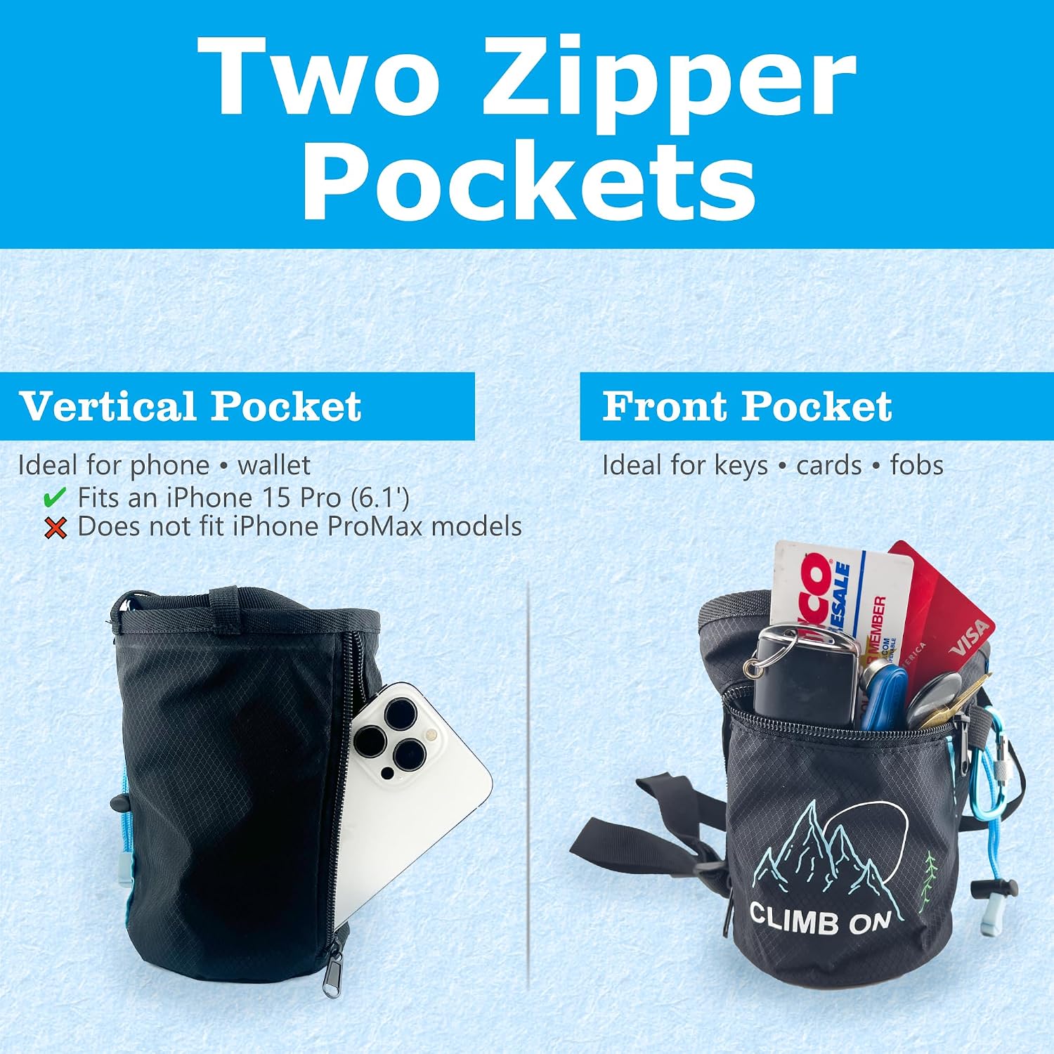 Chalk Bag + Ball for Rock Climbing, Bouldering, Top Rope | Climb On