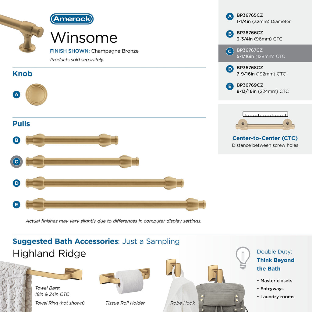 5-1/16" Winsome Champagne Bronze Drawer Pull