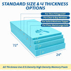 High Density Upholstery Foam 1" 74"x24"Memory Foam Padding for Couch
