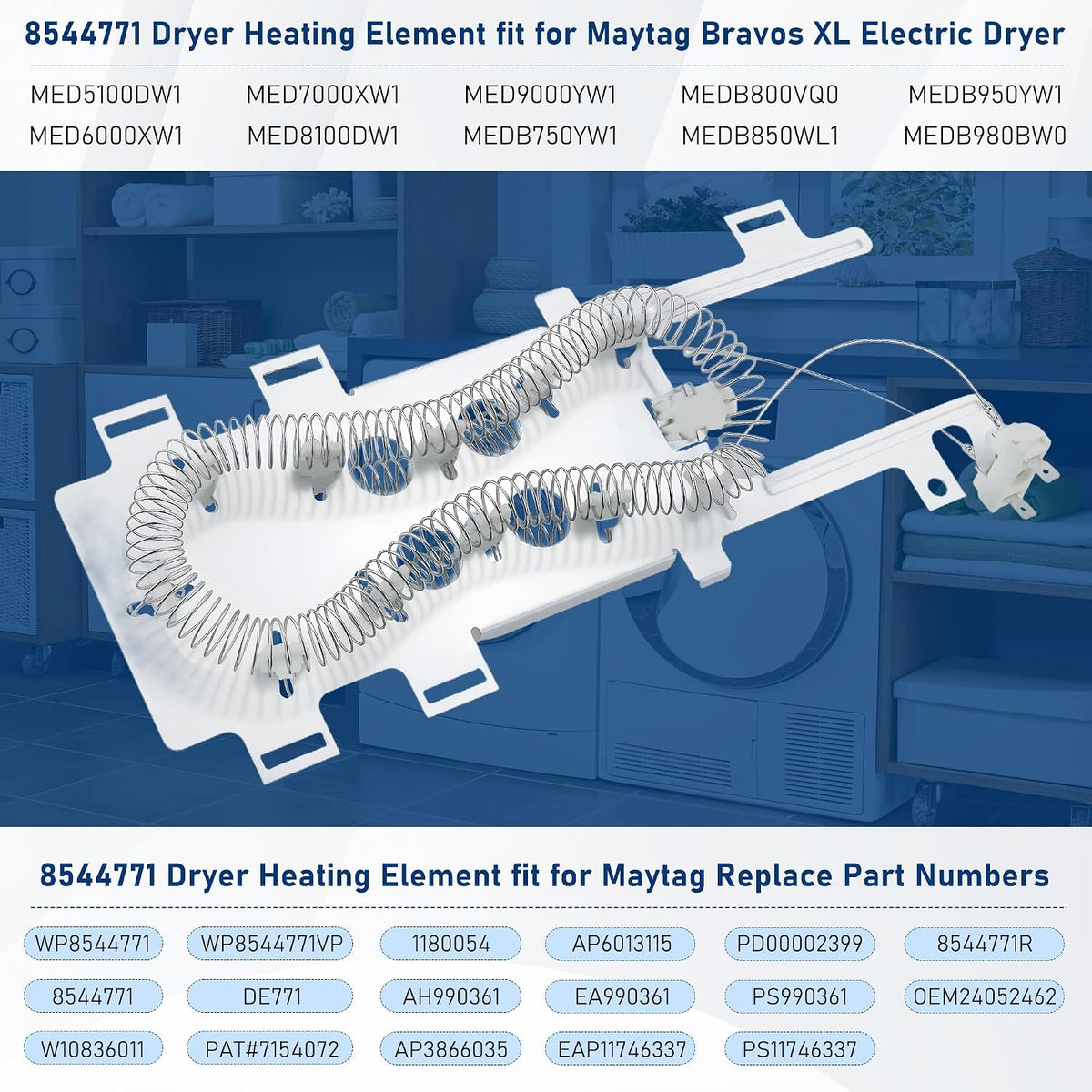 Dryer Heating Element fit for Maytag Bravos MEDE200XW1 MEDB200VQ0 MEDB980BW