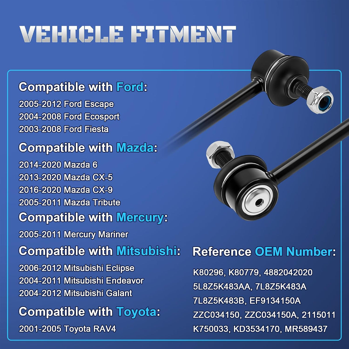 K80296 Front Stabilizer Sway Bar End Links for 2005-2012 Ford Escape