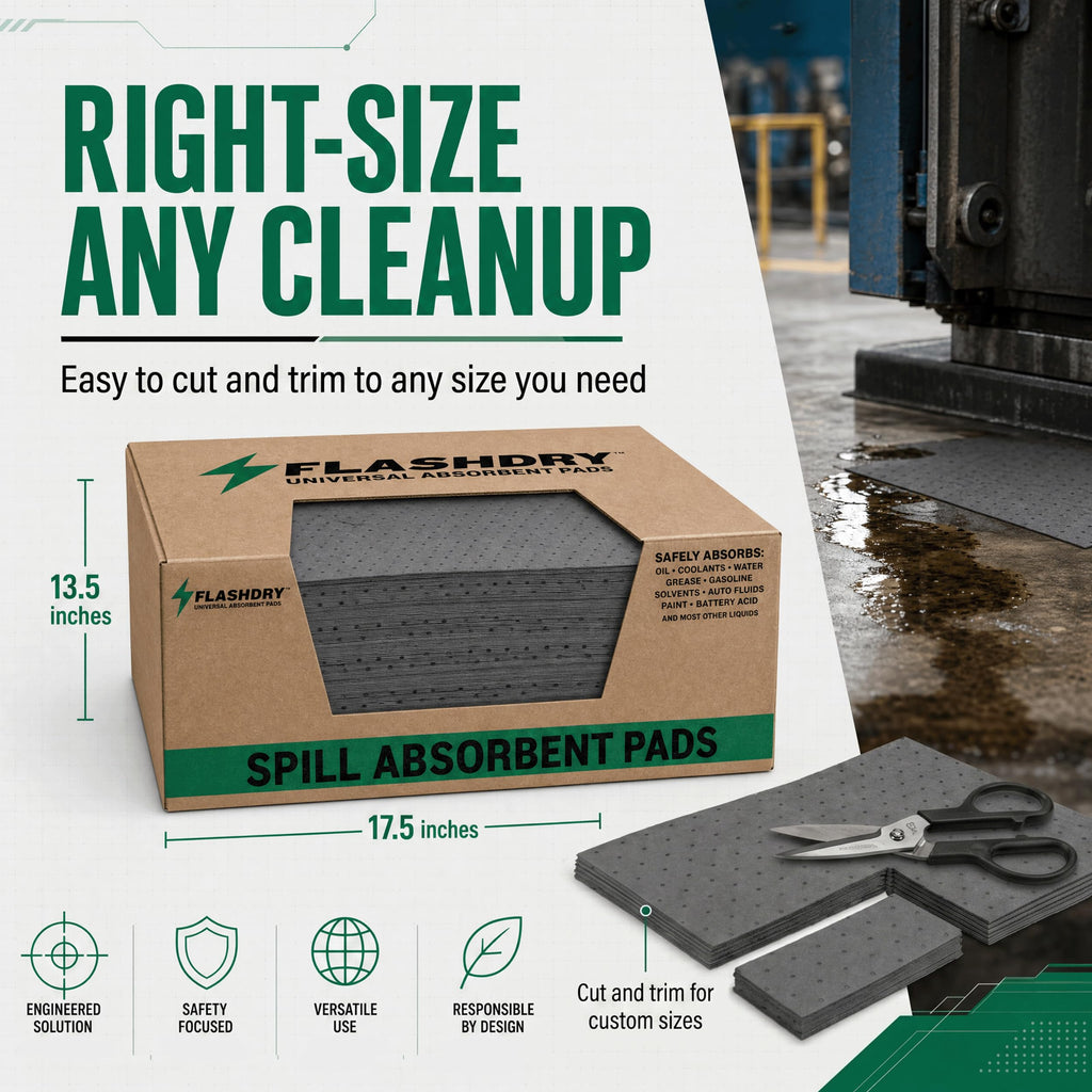 FLASHDRY Universal Spill Absorbent Pads, 17.5" x 13.5", 300-Count