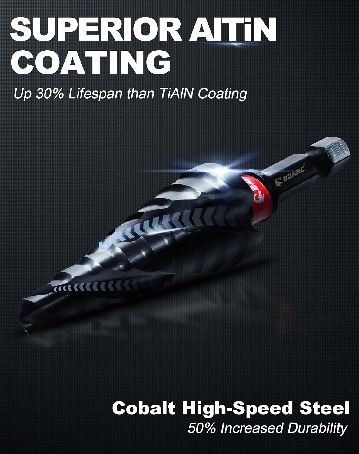EZARC M35 Cobalt Step Drill Bit for Metal, 1/4"-3/4", 1/4" Hex Shank