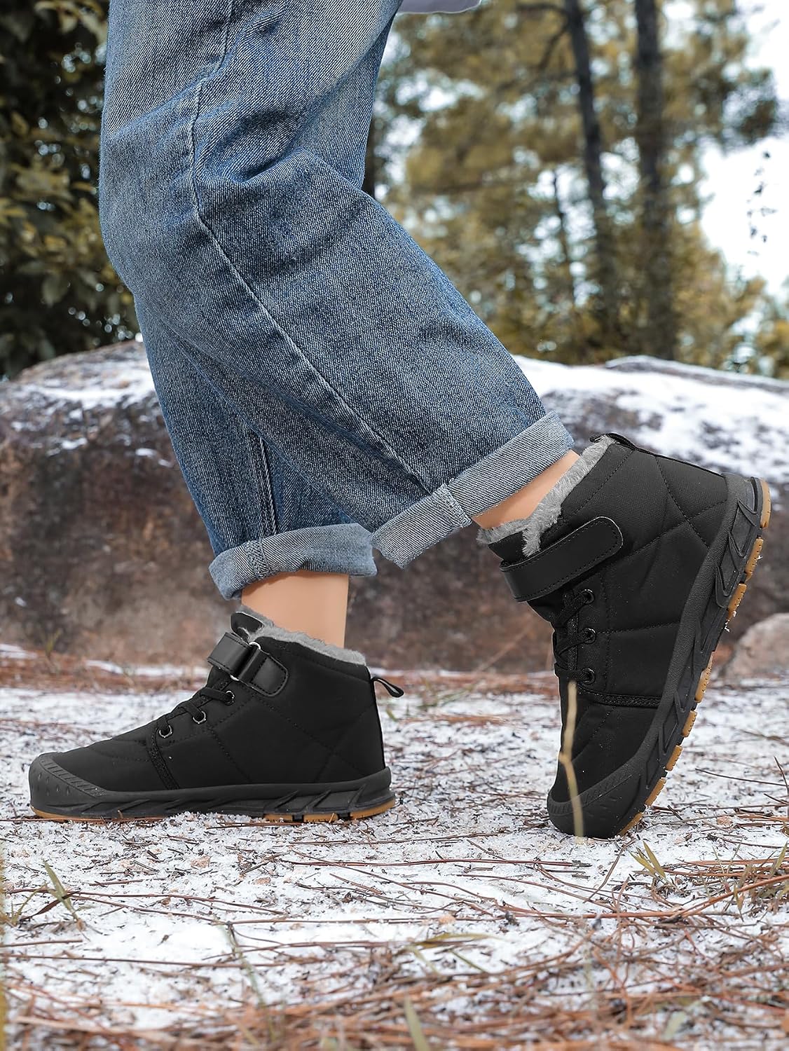 Boys Snow Boots Winter Waterproof Slip Resistant Cold Weather Shoes（Little Kid/Big Kid