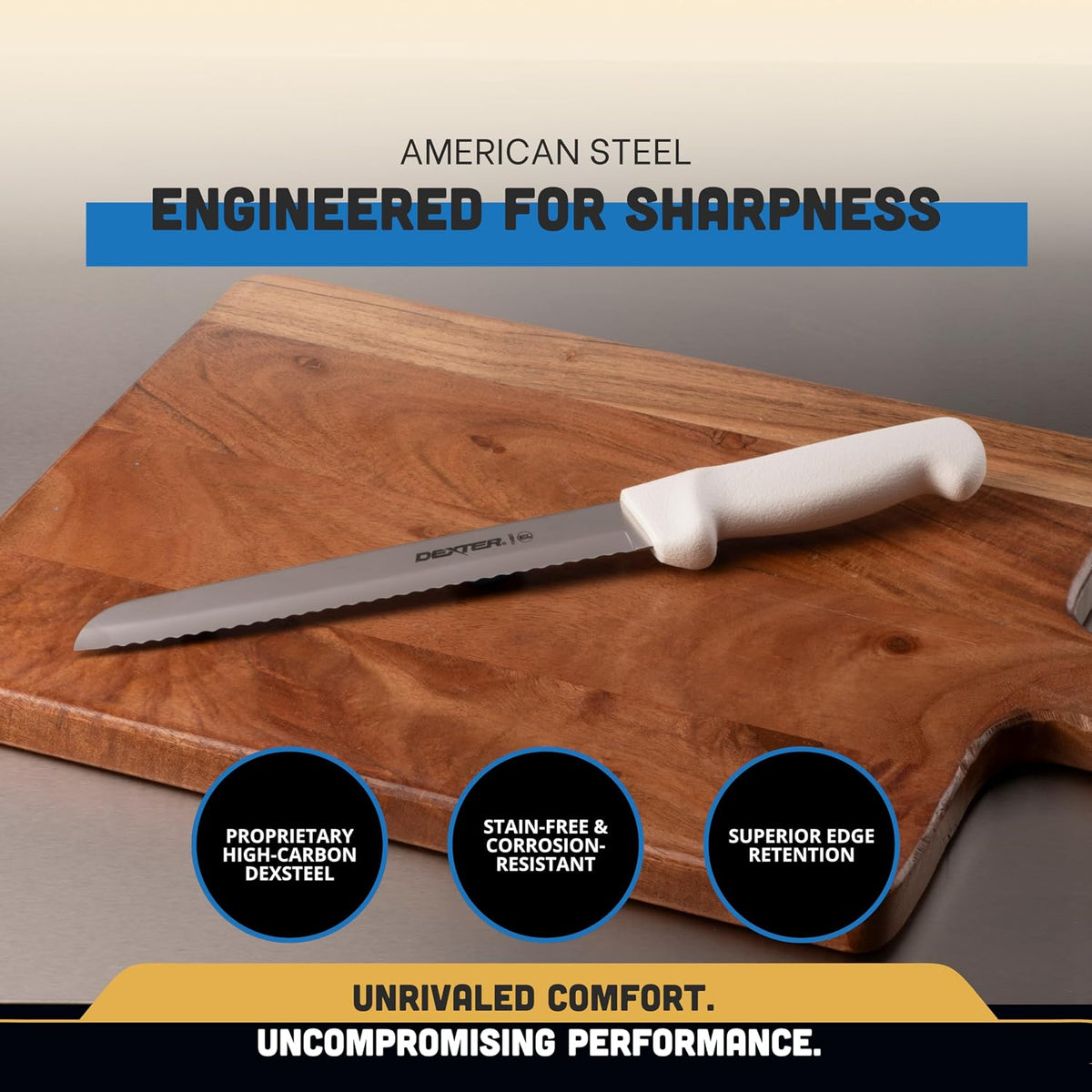8" Scalloped Bread Knife | 31603 | High-Carbon Stainless Steel Blade with White Polypropylene Handle | NSF Certified