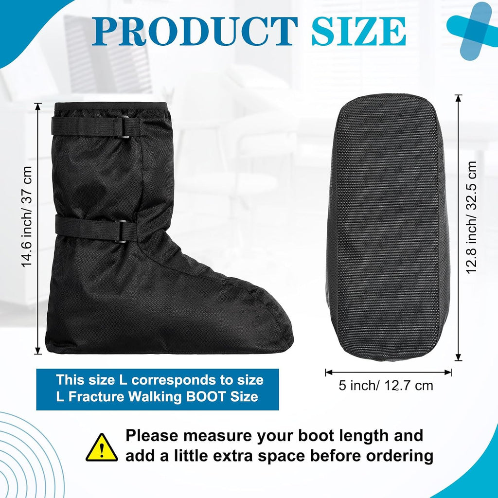 2 Pcs Walking Boot Covers Medical Waterproof, L, Black