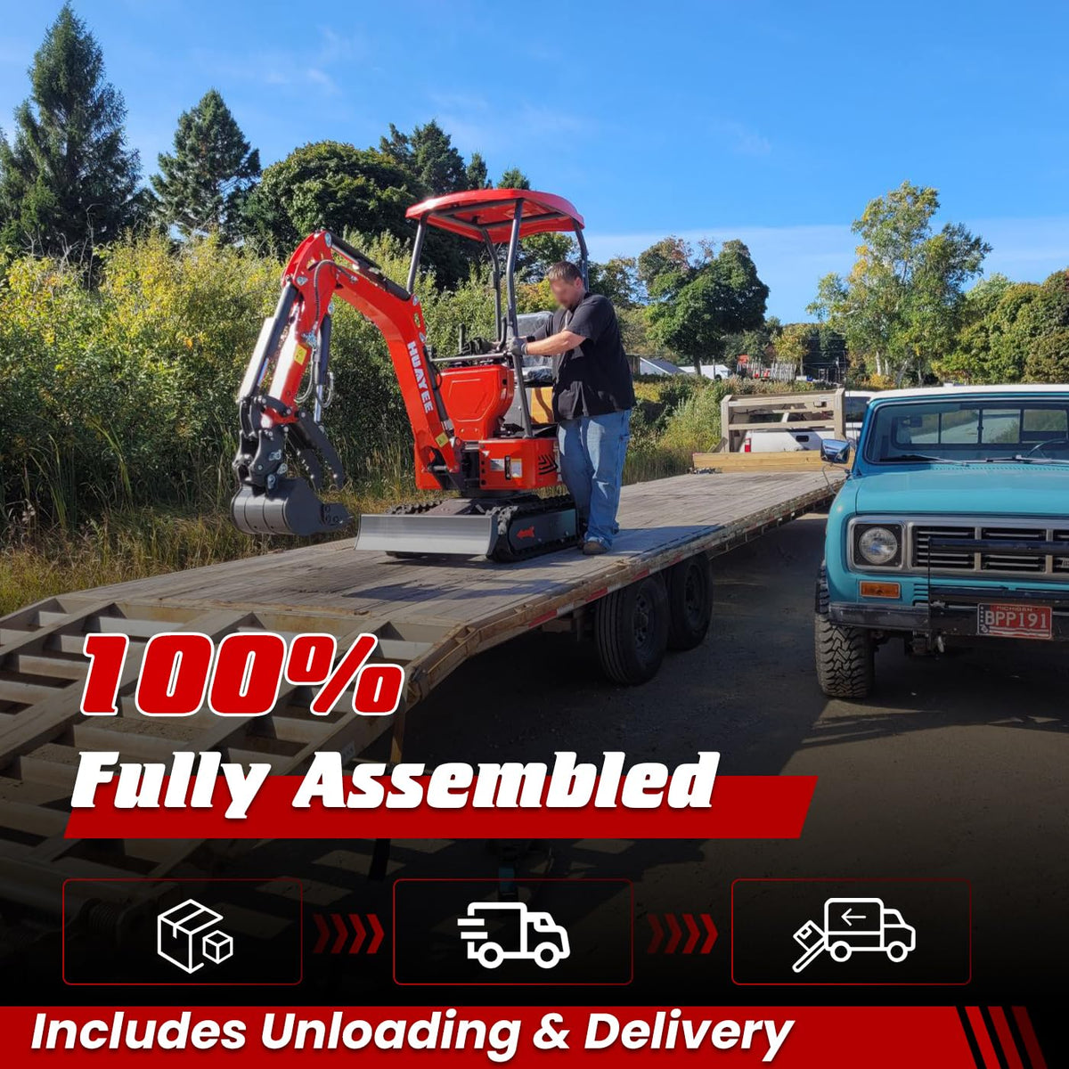1.2 Ton Mini Excavator, 13.5HP Compact Digger with Canopy Shelter