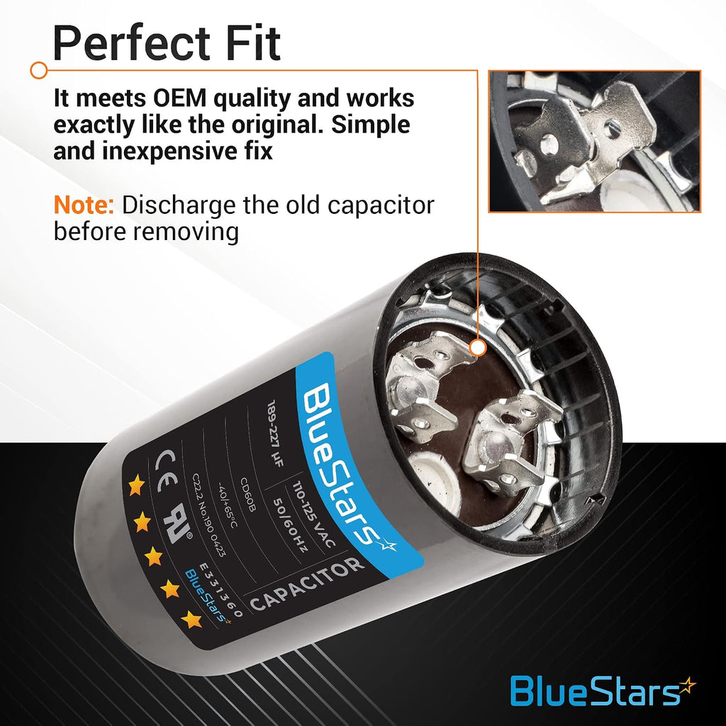 BlueStars 2 Packs 189-227 uF MFD 125 VAC Motor Start Capacitor