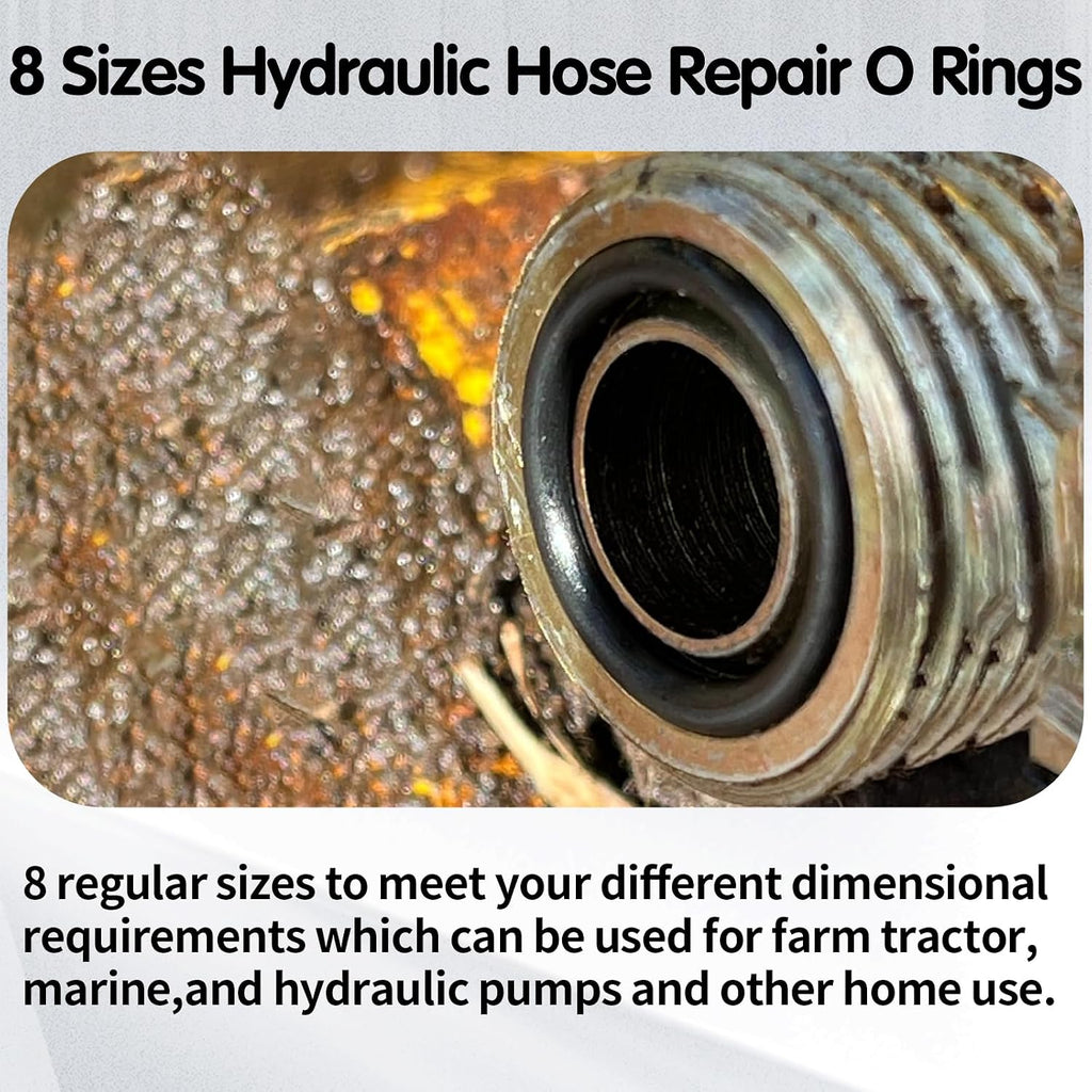 195pcs ORS/ORFS Hydraulic O-Ring Kit, Buna-N 90A O-Ring Seal
