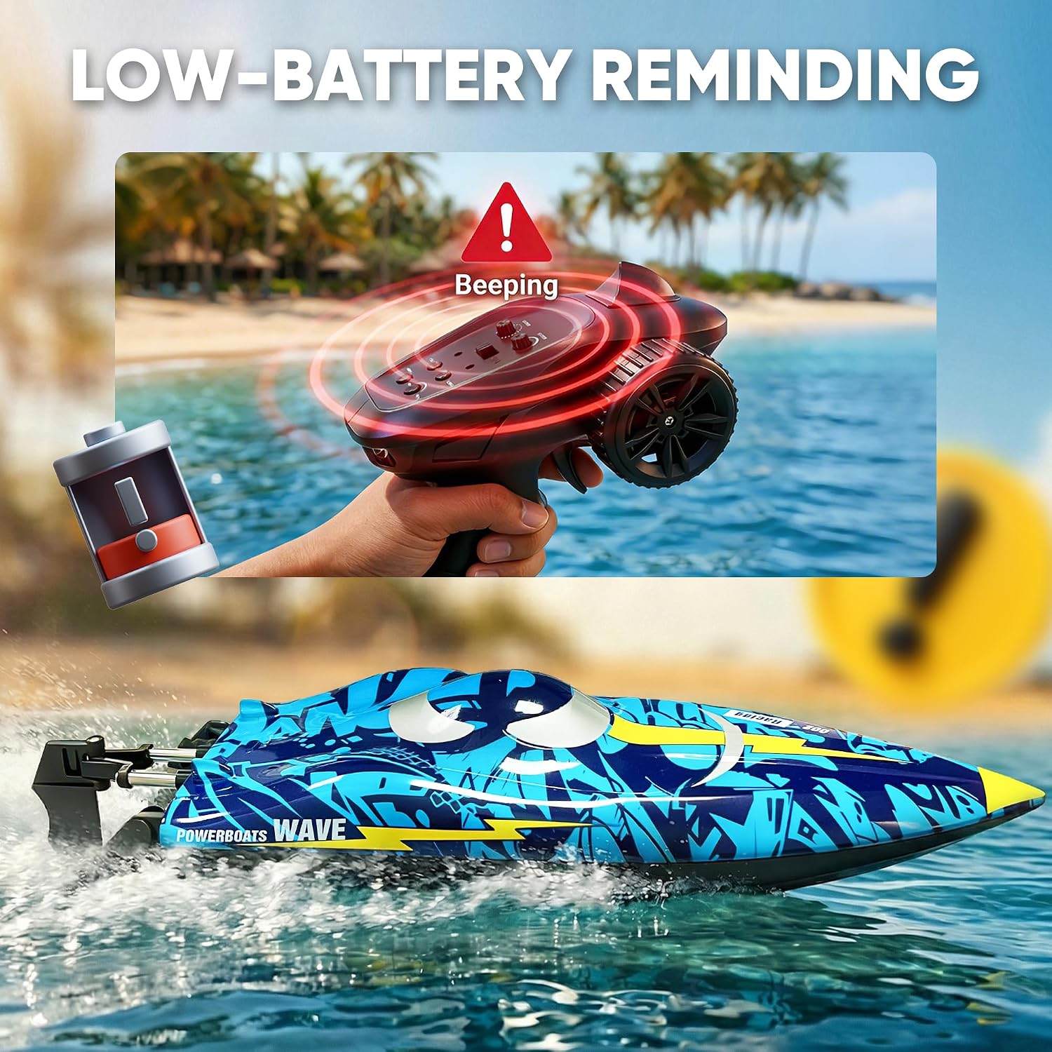 16 Inch High-Speed RC Boat for Adults & Kids, 40+ KPH Large Fast Remote Control Boat for Pools, Lakes & Rivers, with