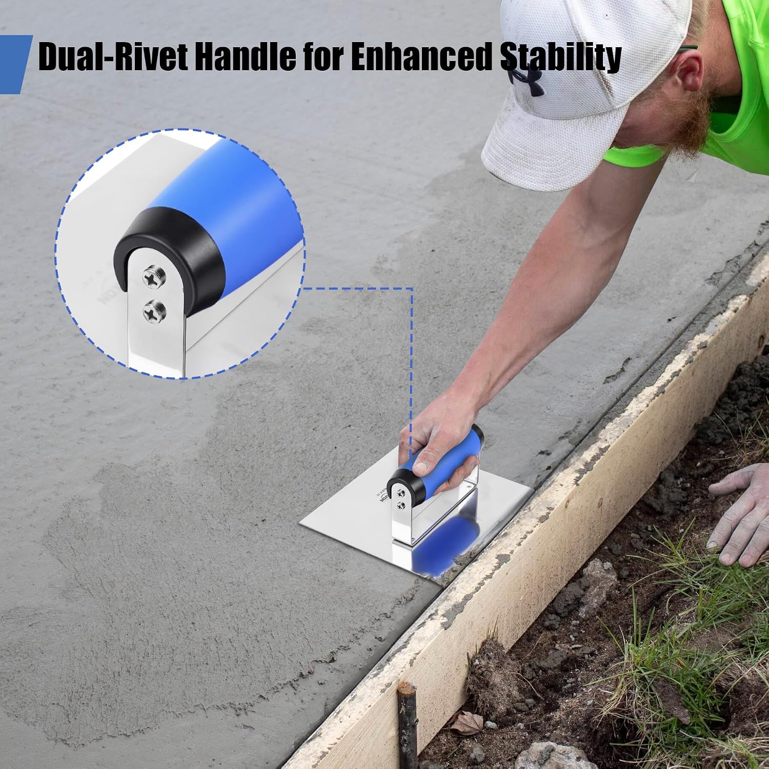 6" x 6" Widened Stainless Steel Concrete Edger Tool,3/8" R,1/2" D | Extra-Wide Hand Edger, Seamless Welding &