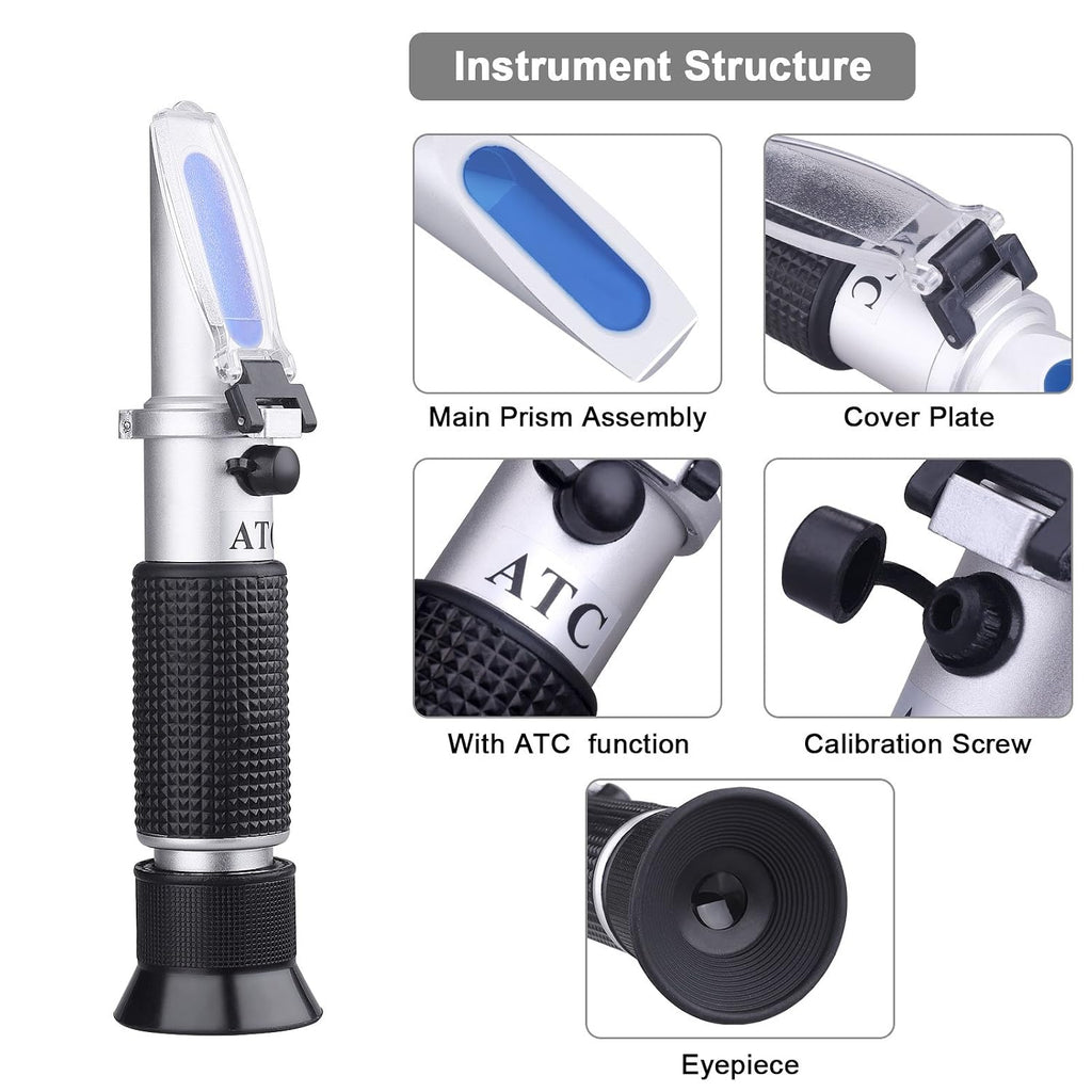 Brix Refractometer with ATC - Tiaoyeer Digital Handheld Refractometer for Beer Wine Brewing, Dual Scale-Specific