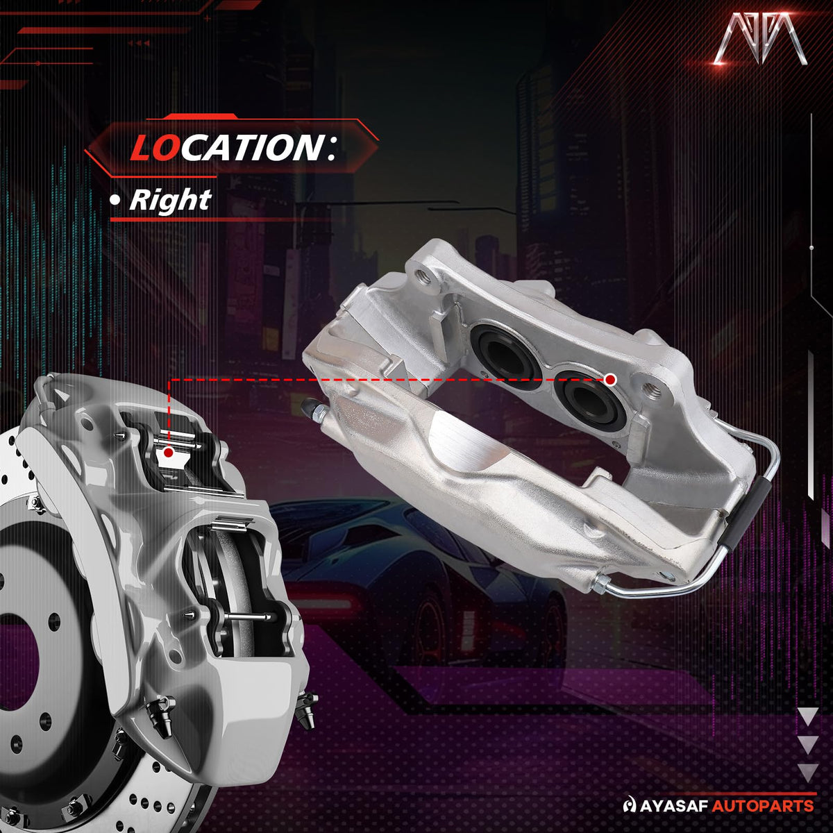 MAYASAF 185129 Front Right Passenger Side Disc Brake Caliper Assembly